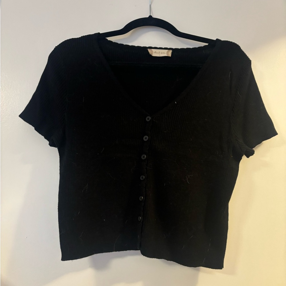 Altar’d State Cropped Cardigan Short Sleeve Top